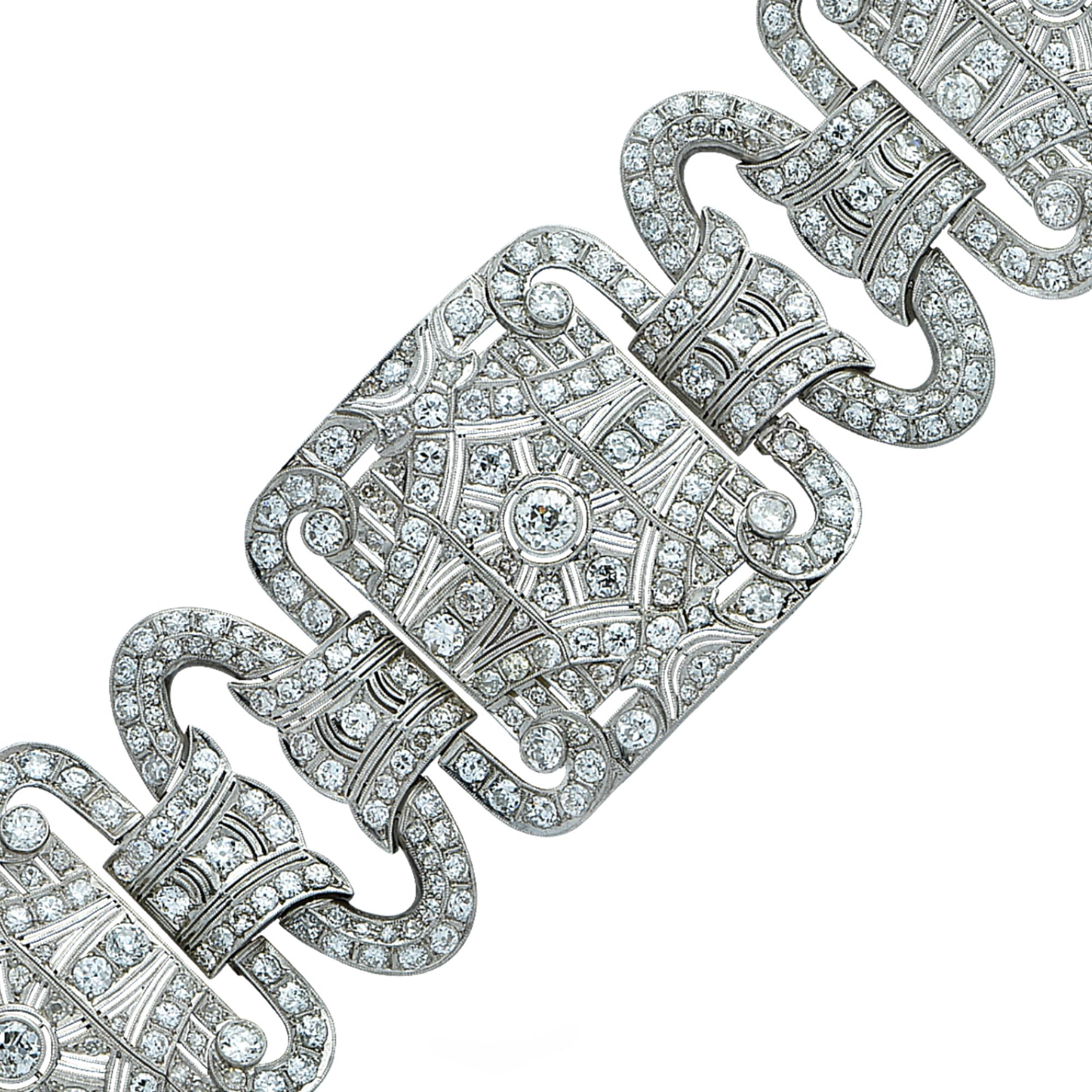 Art Deco 40 Carat Diamond Bracelet In Good Condition In Miami, FL