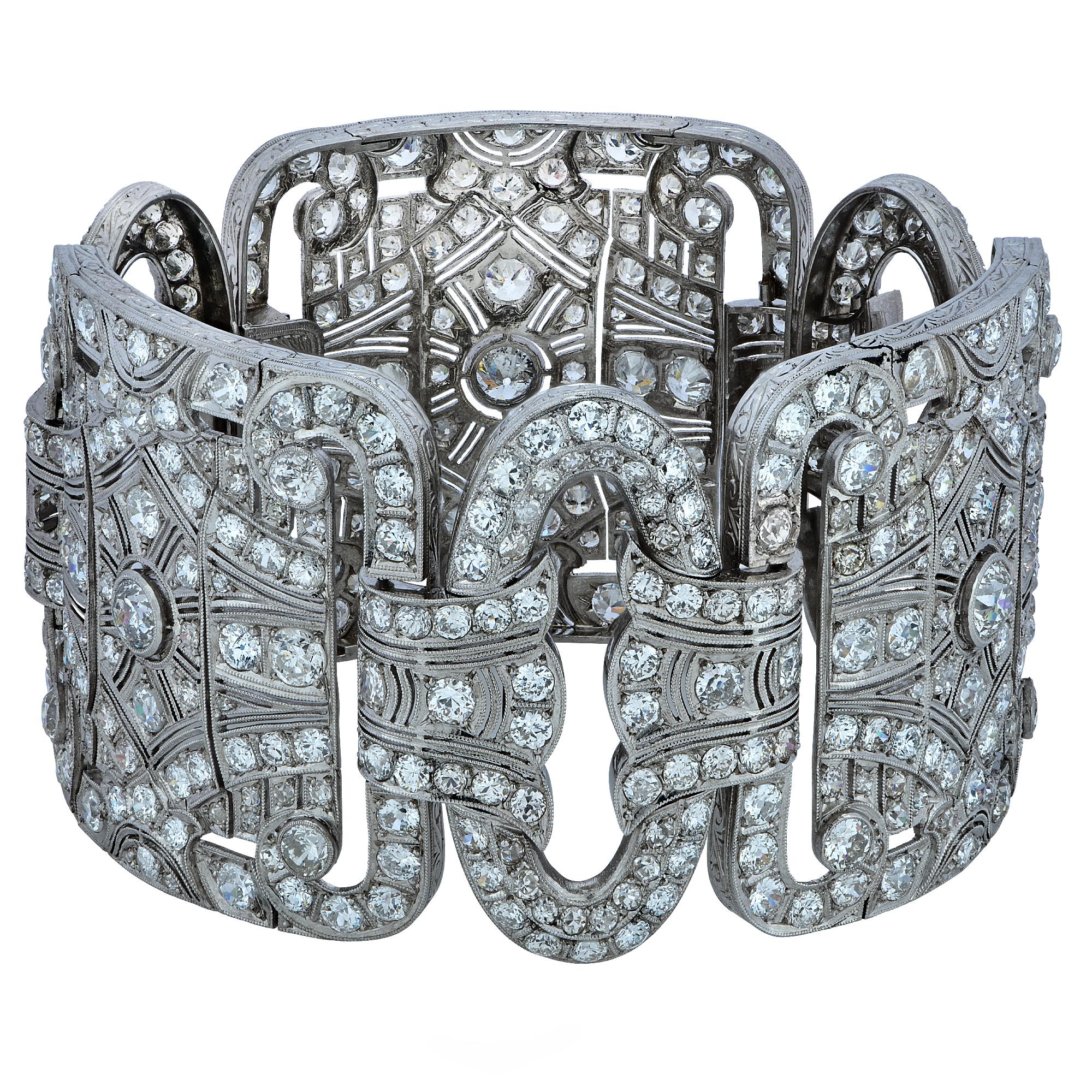 Women's or Men's Art Deco 40 Carat Diamond Bracelet