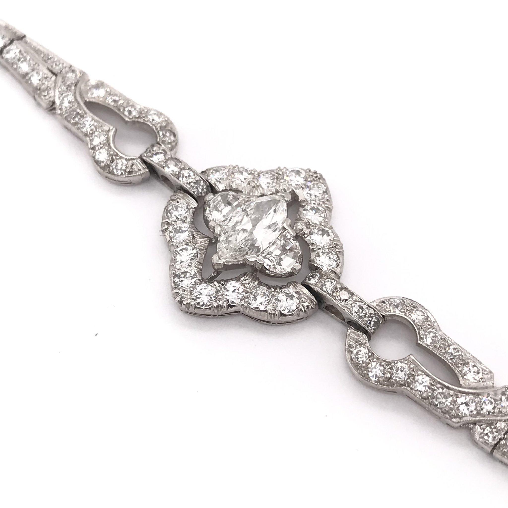 Women's Art Deco 4.0 Carat Marquise Cut Diamond Bracelet