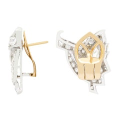 Art Deco 4.00ct Diamond Leaf Cluster Earrings, c.1920s