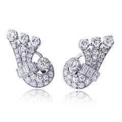 Art Deco 4.00cttw Platinum Diamond Climber Earrings