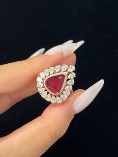Art Deco 4.03 ct No-Heat Pigeon Blood Ruby Ring in 18K White Gold