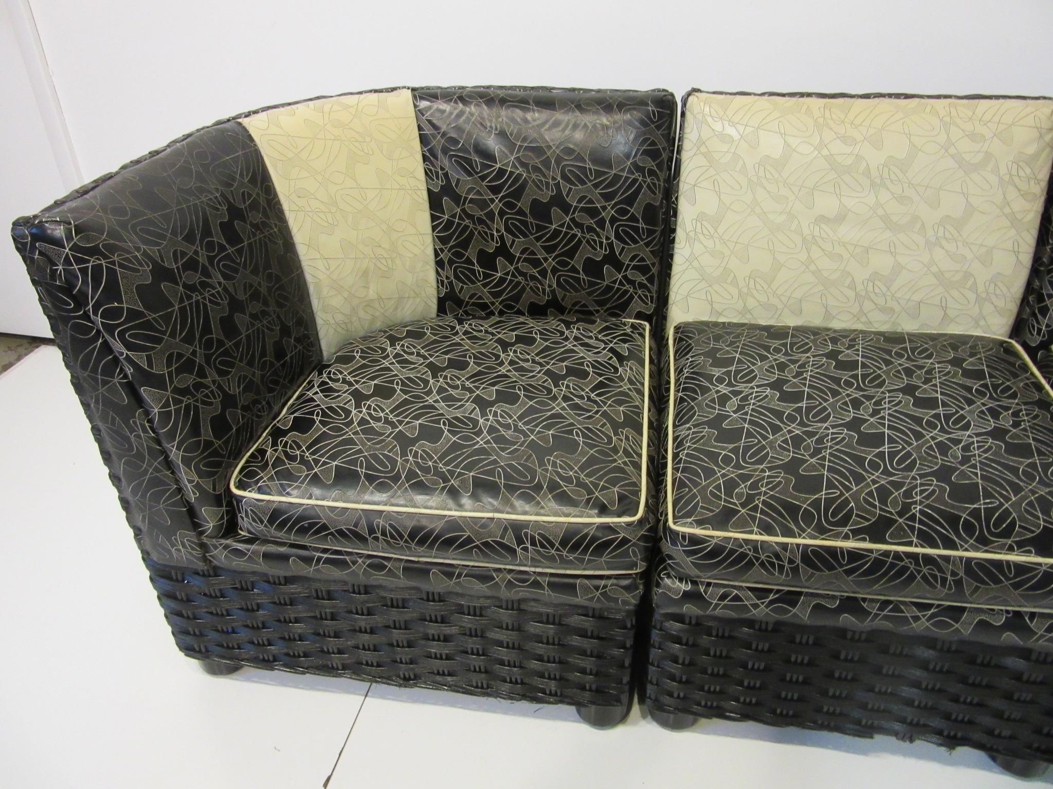 American Art Deco Sofa / Loveseat in Wicker  