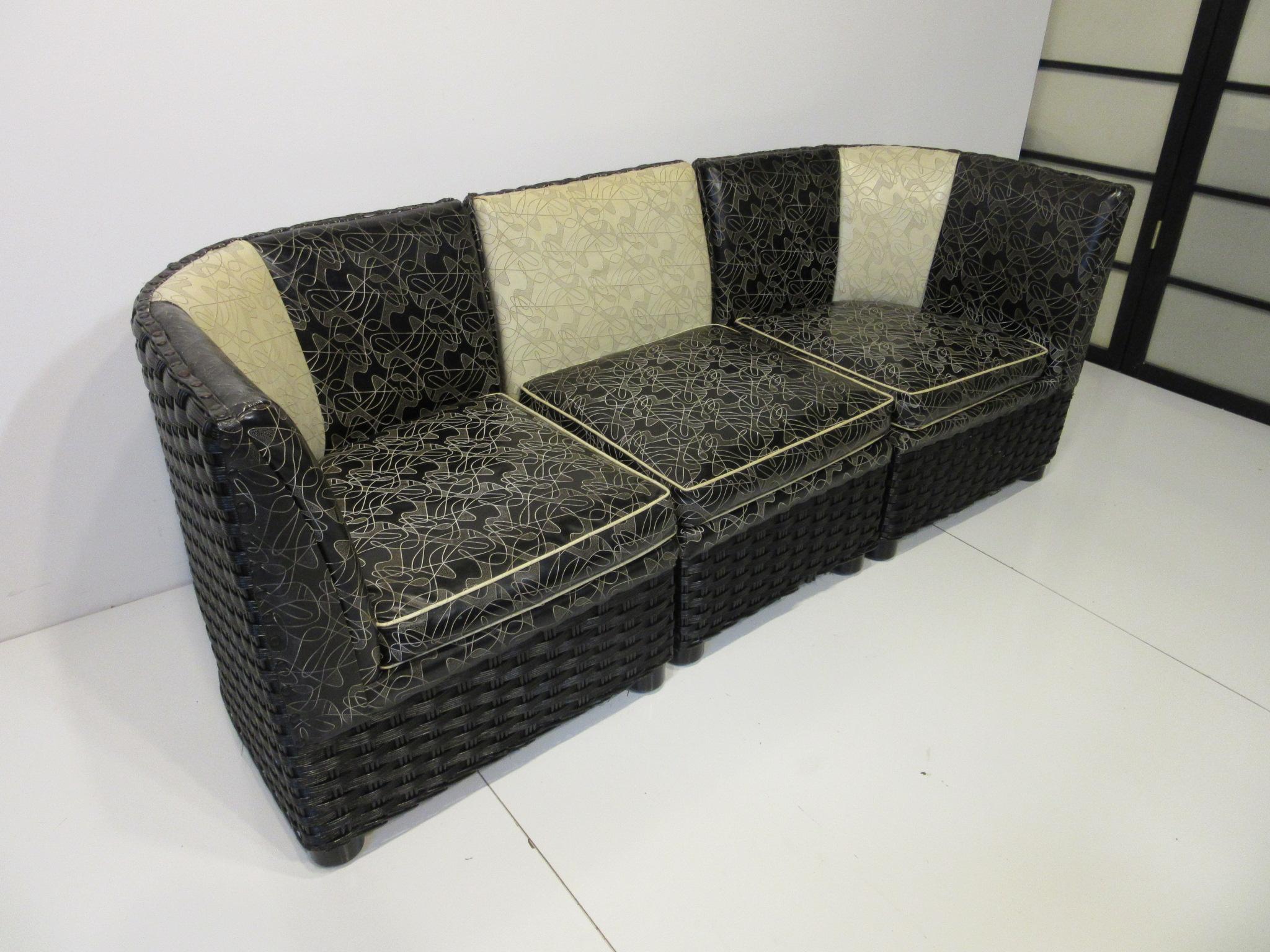 Art Deco Sofa / Loveseat in Wicker 4