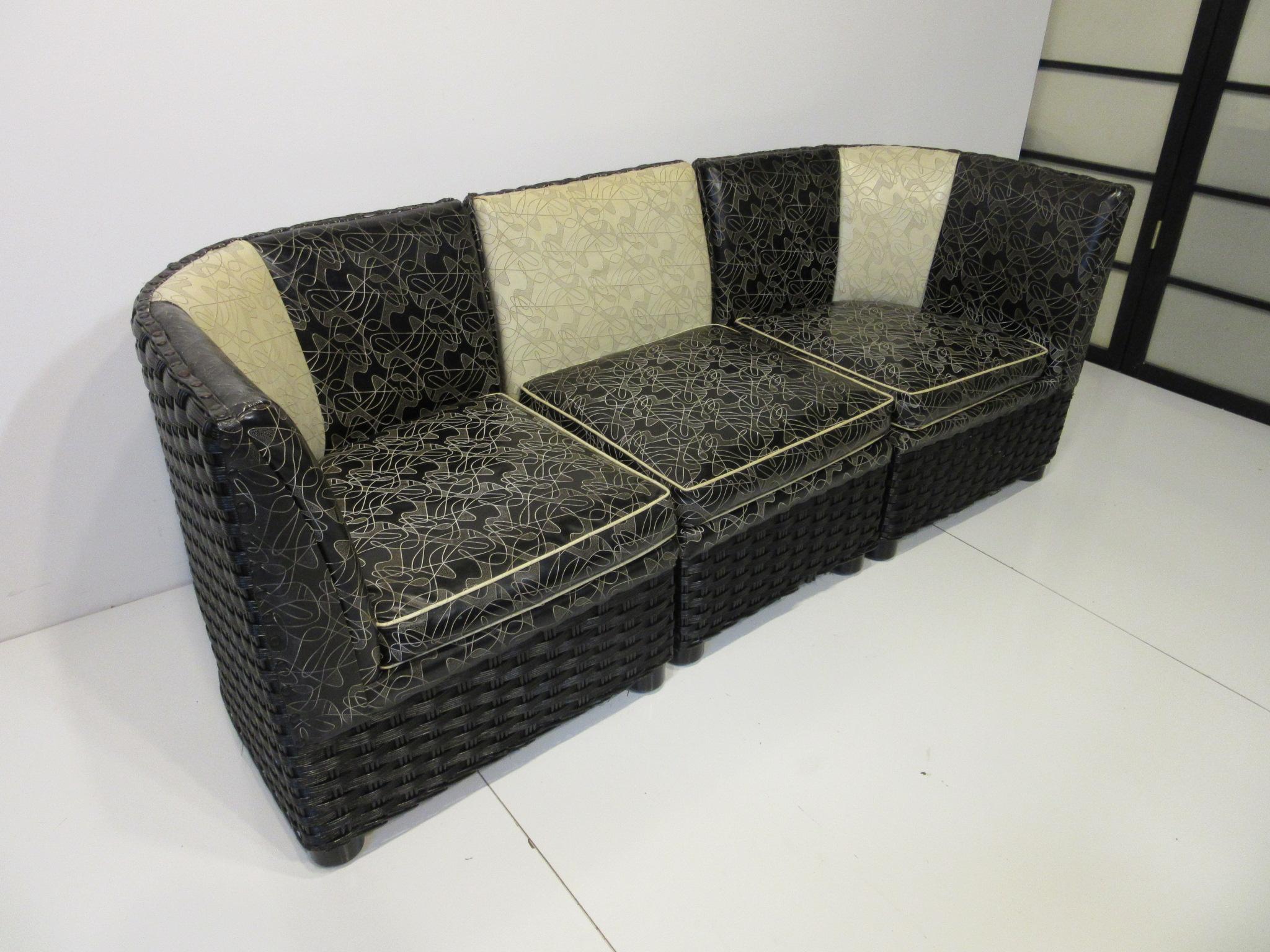 Art Deco Sofa / Loveseat in Wicker   4