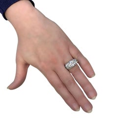 Art Deco 4.1 Carat Old European Cut Diamond and Emerald Engagement Ring
