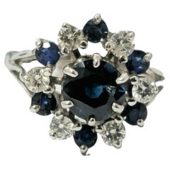 Art Deco Ring mit 4,10 Karat blauem Saphir und Diamant