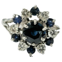 Art Deco 4.10 Carat Blue Sapphire Diamond Ring
