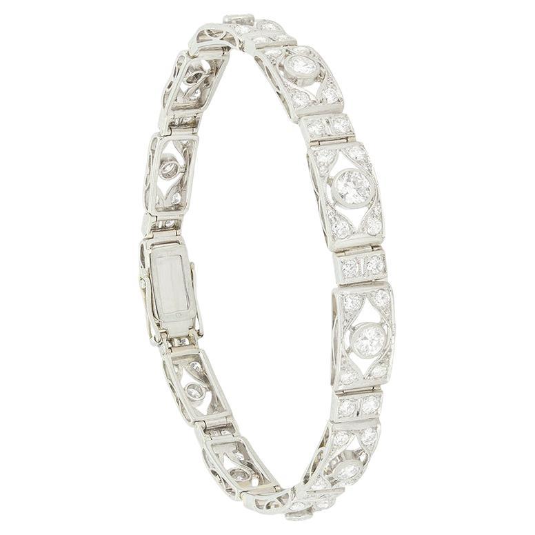 Art Deco 4.10ct Diamond Bracelet, c.1920s
