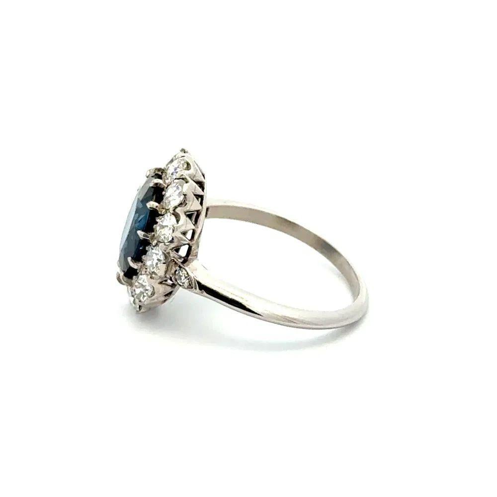 Bague d'exception Art déco avec saphir ovale de 4,11 carats, certifié GIA et OEC et diamants en vente 1