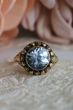Art Deco 4.12 Carat Synthetic Blue Spinel 14K Yellow Gold Statement Ring 1930s