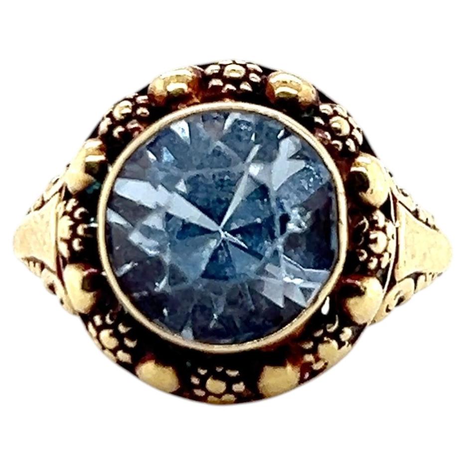 Art Deco 4,12 Karat Synthetischer Blauer Spinell 14K Gelbgold Statement Ring 1930s im Angebot