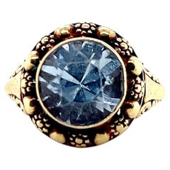 Art Deco 4.12 Carat Synthetic Blue Spinel 14K Yellow Gold Statement Ring 1930s