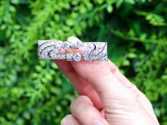 Art Deco 4.14 Carat Diamond and 18k White Gold Double Clip Brooch Circa 1925