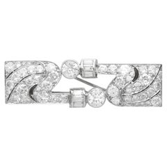Art Deco 4.14 Carat Diamond and 18k White Gold Double Clip Brooch Circa 1925