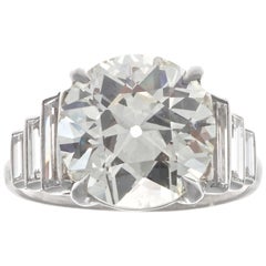 Art Deco 4.17 Carat Diamond Platinum Engagement Ring