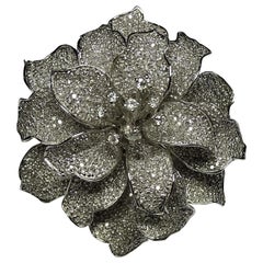 Art Deco Style 4.18 White Diamond 18 Karat White Gold Ring