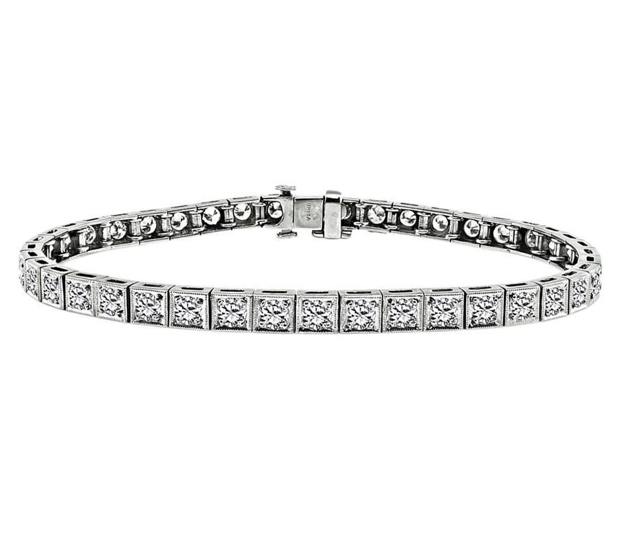 Pulsera Art Decó Línea de Diamantes 4,20 ct Corte redondo en venta