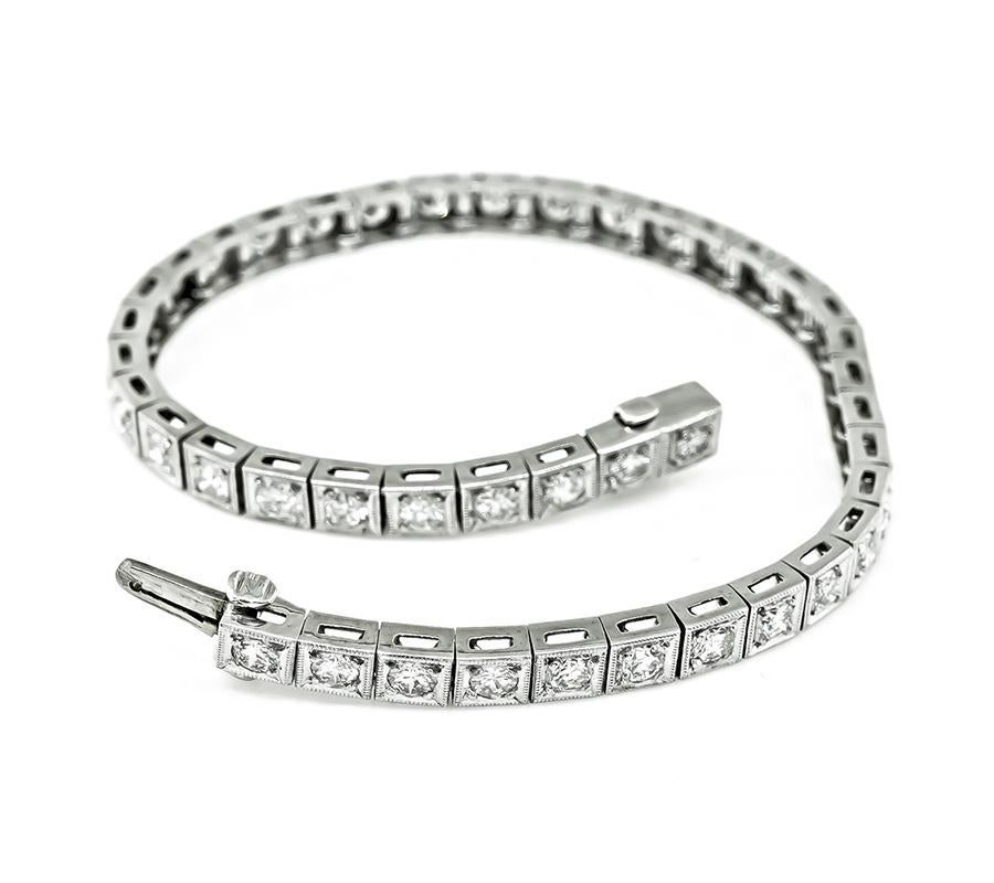 Pulsera Art Decó Línea de Diamantes 4,20 ct en Bueno estado para la venta en New York, NY