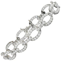 Art Deco 4.25 Carat Diamond Platinum Oval Link Bracelet