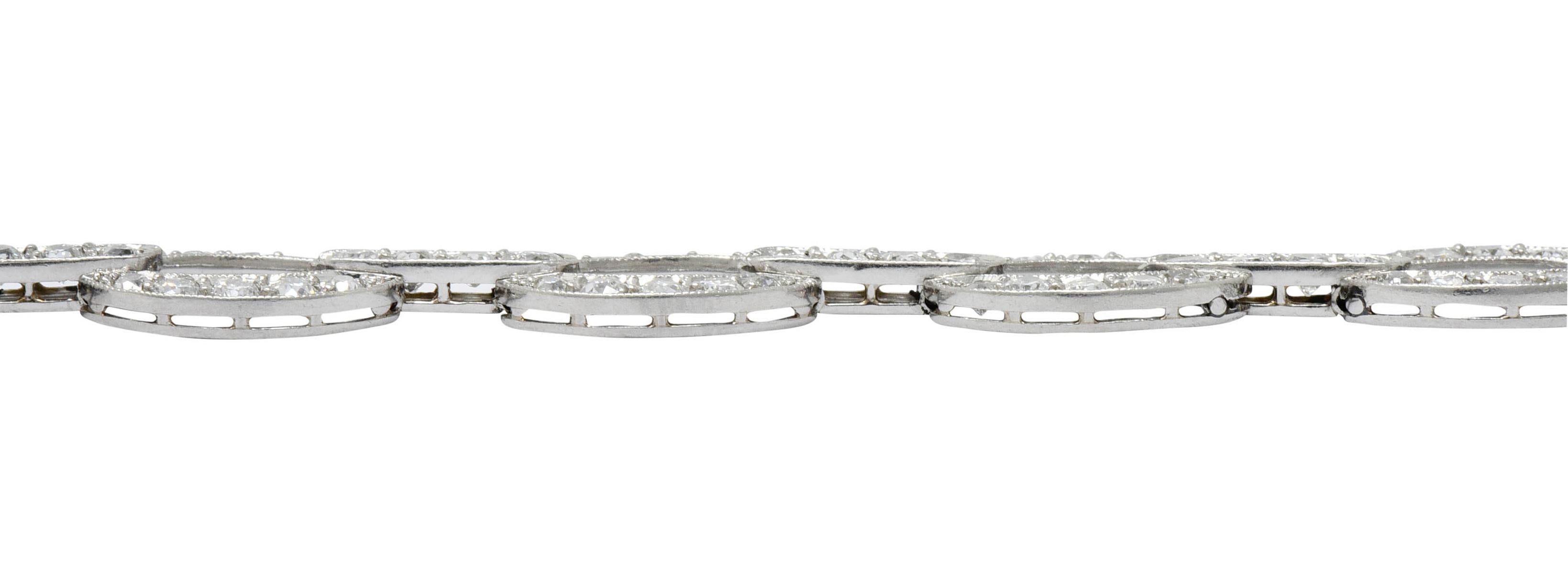 Art Deco 4.25 Carat Diamond Platinum Oval Link Bracelet 5