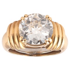Retro 4.28ct Oval-Cut Diamond Ring France, 1940s