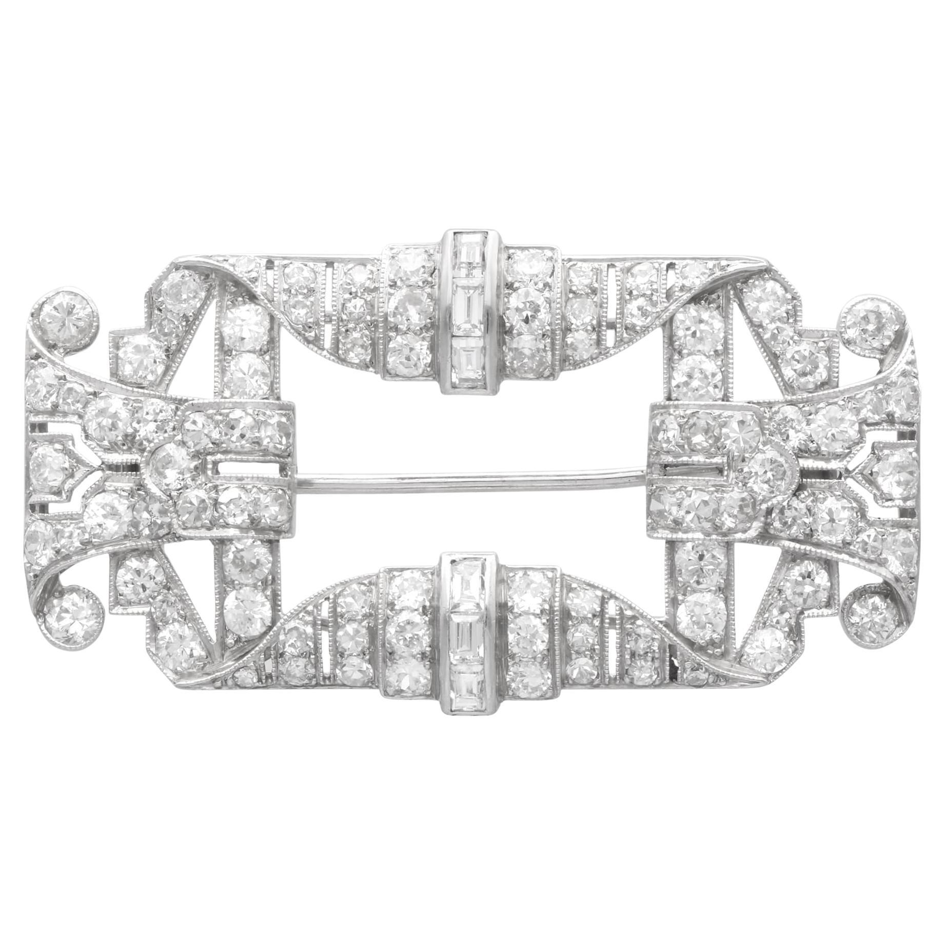 Art Deco 4.28ct Diamant und Platin Brosche - Antike CIRCA 1930