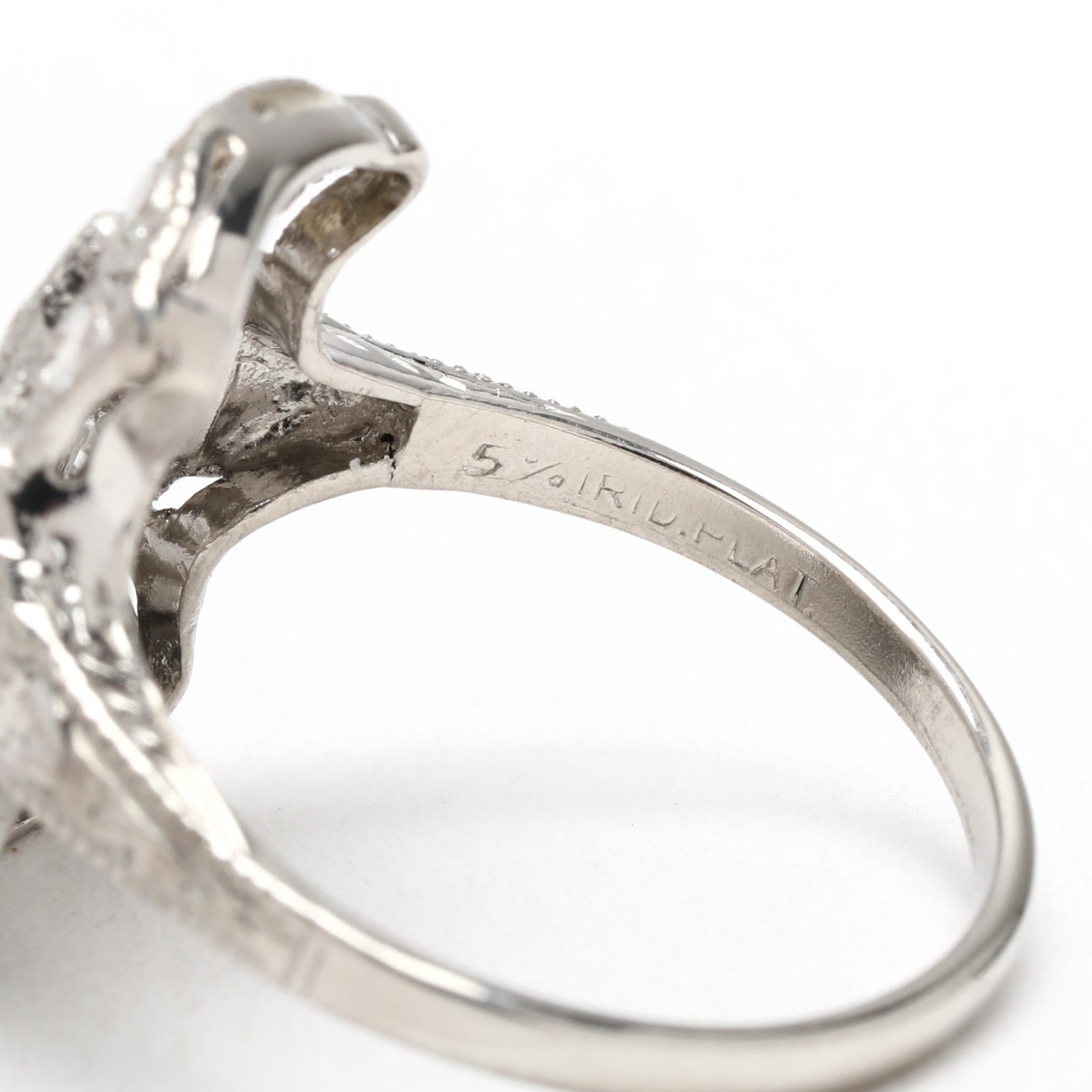 Art Deco .42ctw Diamond Ring, Platinum, Ring Size 6 In condizioni buone in vendita a McLeansville, NC