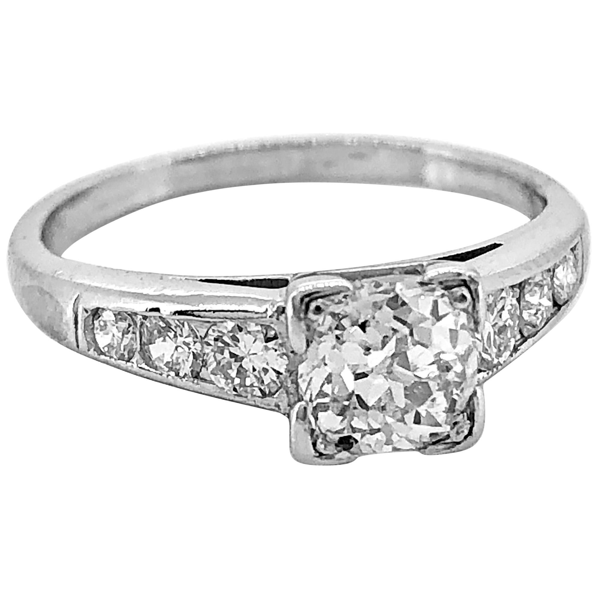 Art Deco .43 Carat Diamond Antique Engagement Ring Platinum