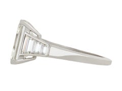 Art Deco 4.38 Carat Step-Cut Diamond Flanked Solitaire Ring, circa 1930