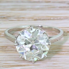 Art Deco 4.45 Carat Old European Cut Diamond Engagement Ring