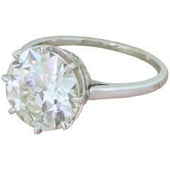 Art Deco 4.45 Carat Old European Cut Diamond Engagement Ring