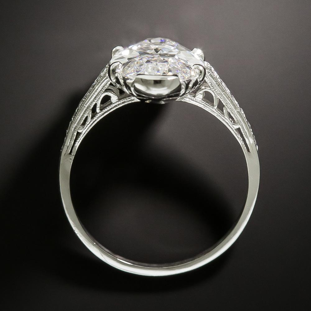 Art Deco 4.45 Carat Oval-Cut Diamond Engagement Ring GIA, D IF Type IIA In Good Condition In San Francisco, CA