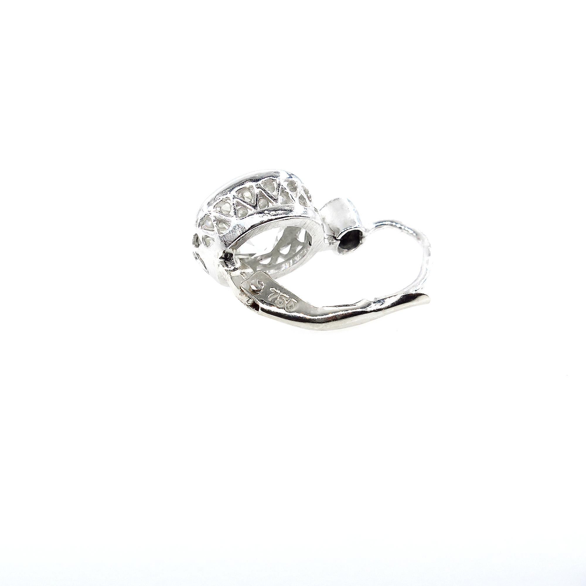 Art Deco 4.45 Carat Old European Cut Diamond Drop Hanging Earrings in Platinum 7