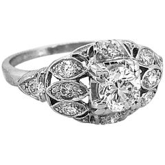 Art Deco .45 Carat Diamond Antique Engagement Ring Platinum