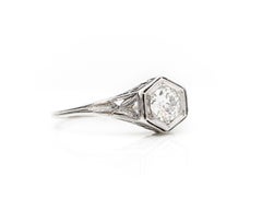 Art Deco .45 Carat Old European Cut Diamond Platinum Engagement Ring
