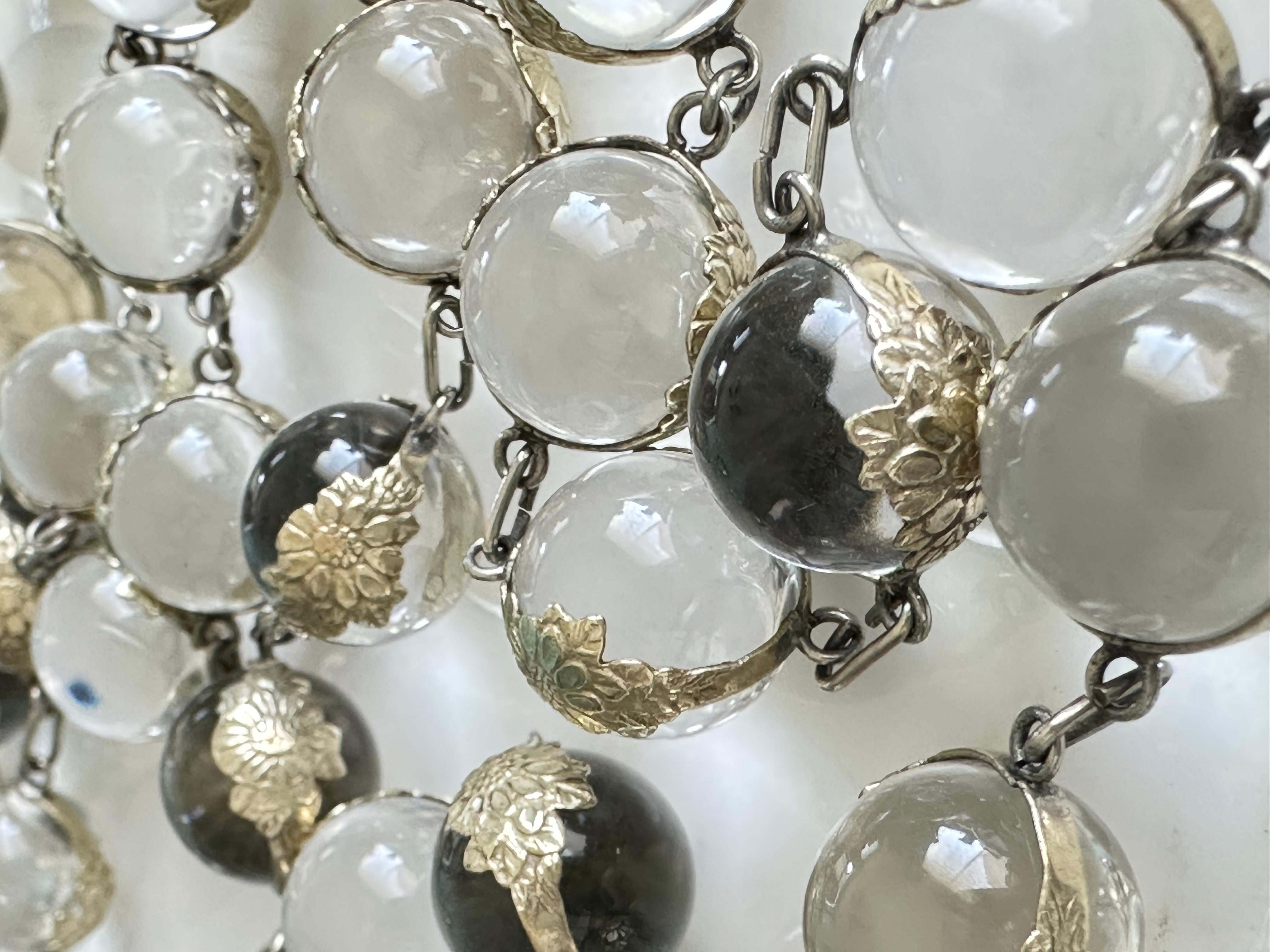 Art Deco Pools of Light Rock Crystal Silver Gilt Necklace 2