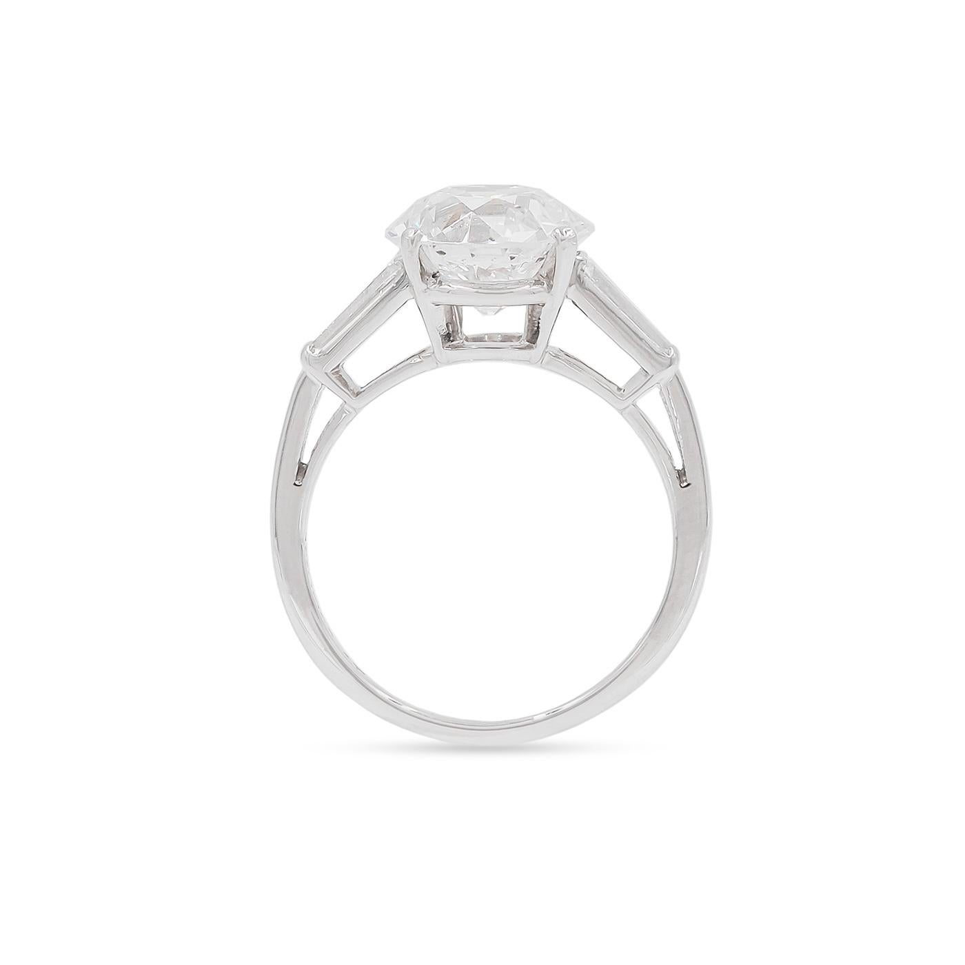 Taille vieille Europe Art déco 4.50 Ct. Bague de fiançailles en diamant GIA de taille européenne ancienne par CD Peacock en vente