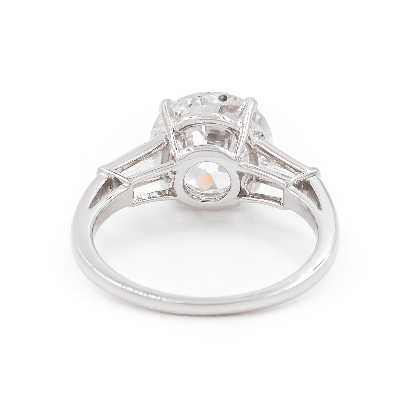 Art déco 4.50 Ct. Bague de fiançailles en diamant GIA de taille européenne ancienne par CD Peacock Excellent état - En vente à Los Angeles, CA