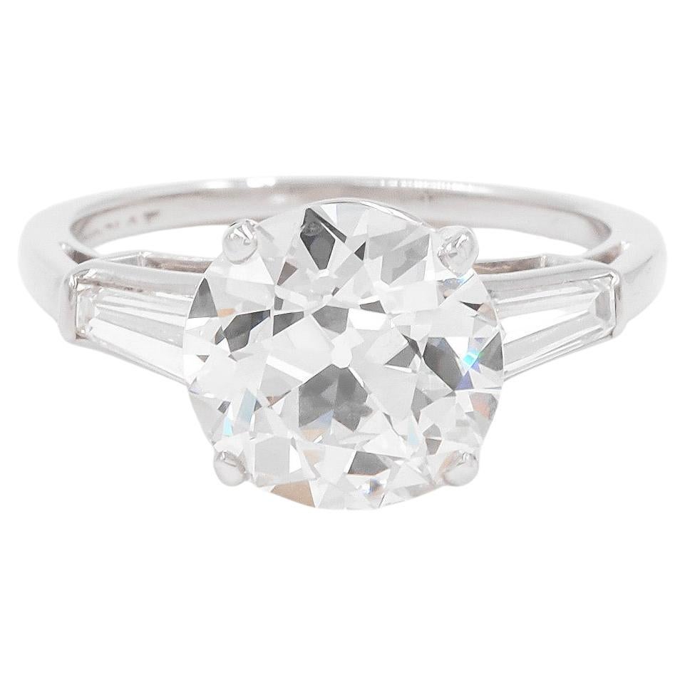 Art déco 4.50 Ct. Bague de fiançailles en diamant GIA de taille européenne ancienne par CD Peacock en vente