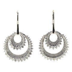 Art Deco 4.59ct Diamond Drop Earrings, 18k White Gold, Circa 2010