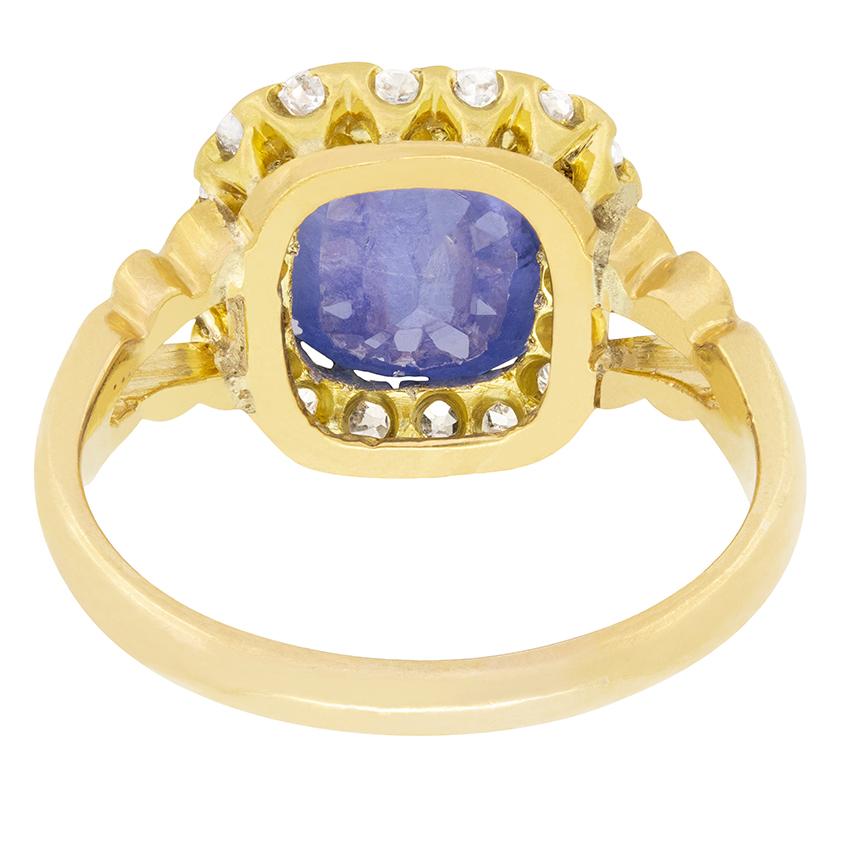 Art Deco 4.54ct Sapphire and Diamond Coronet Cluster Ring, c.1920s In Good Condition For Sale In London, GB