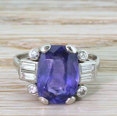 Art Deco 4.61 Carat Natural Ceylon Color Change Sapphire Ring
