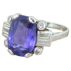 Art Deco 4.61 Carat Natural Ceylon Color Change Sapphire Ring