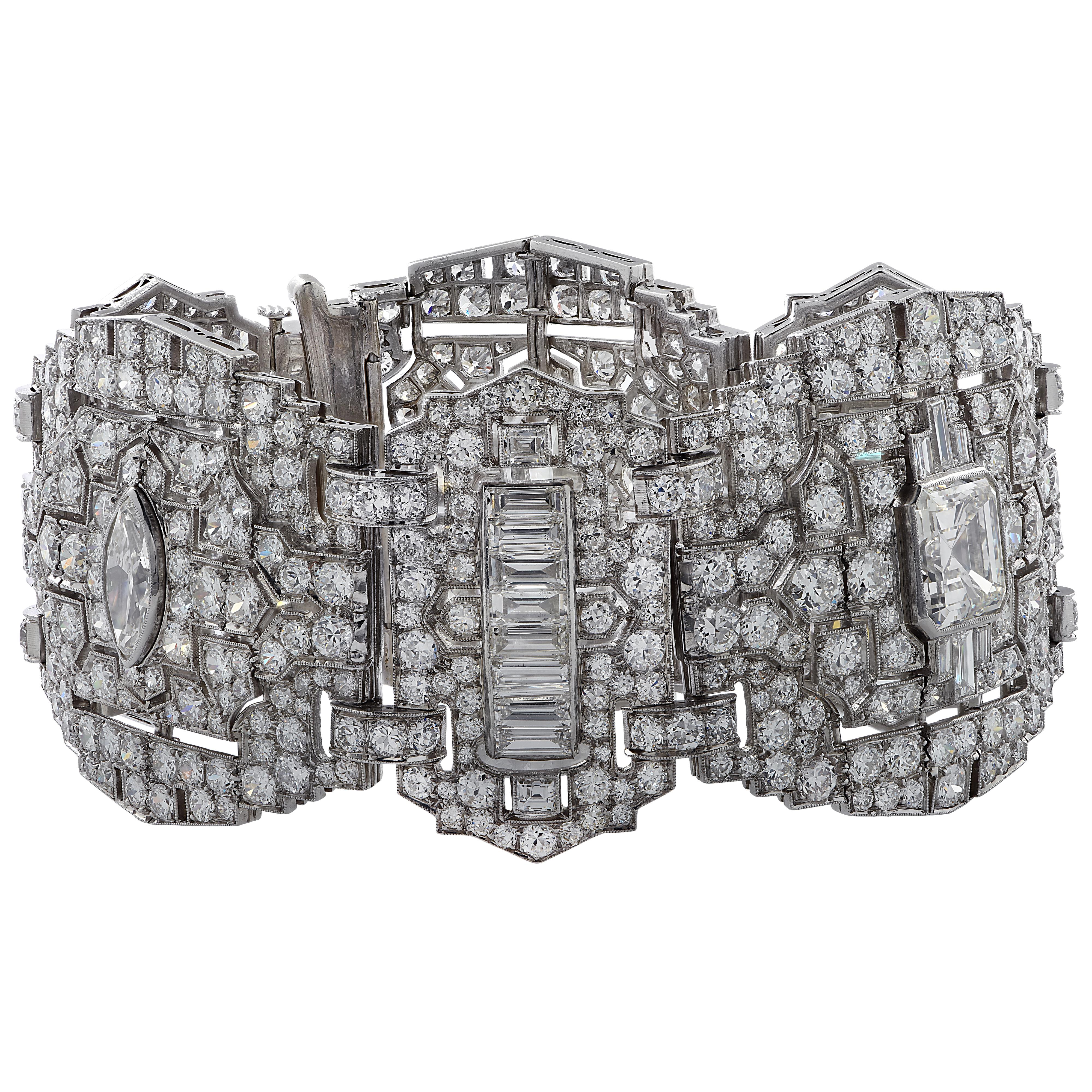 Art Deco 47 Carat Diamond Bracelet In Good Condition In Miami, FL