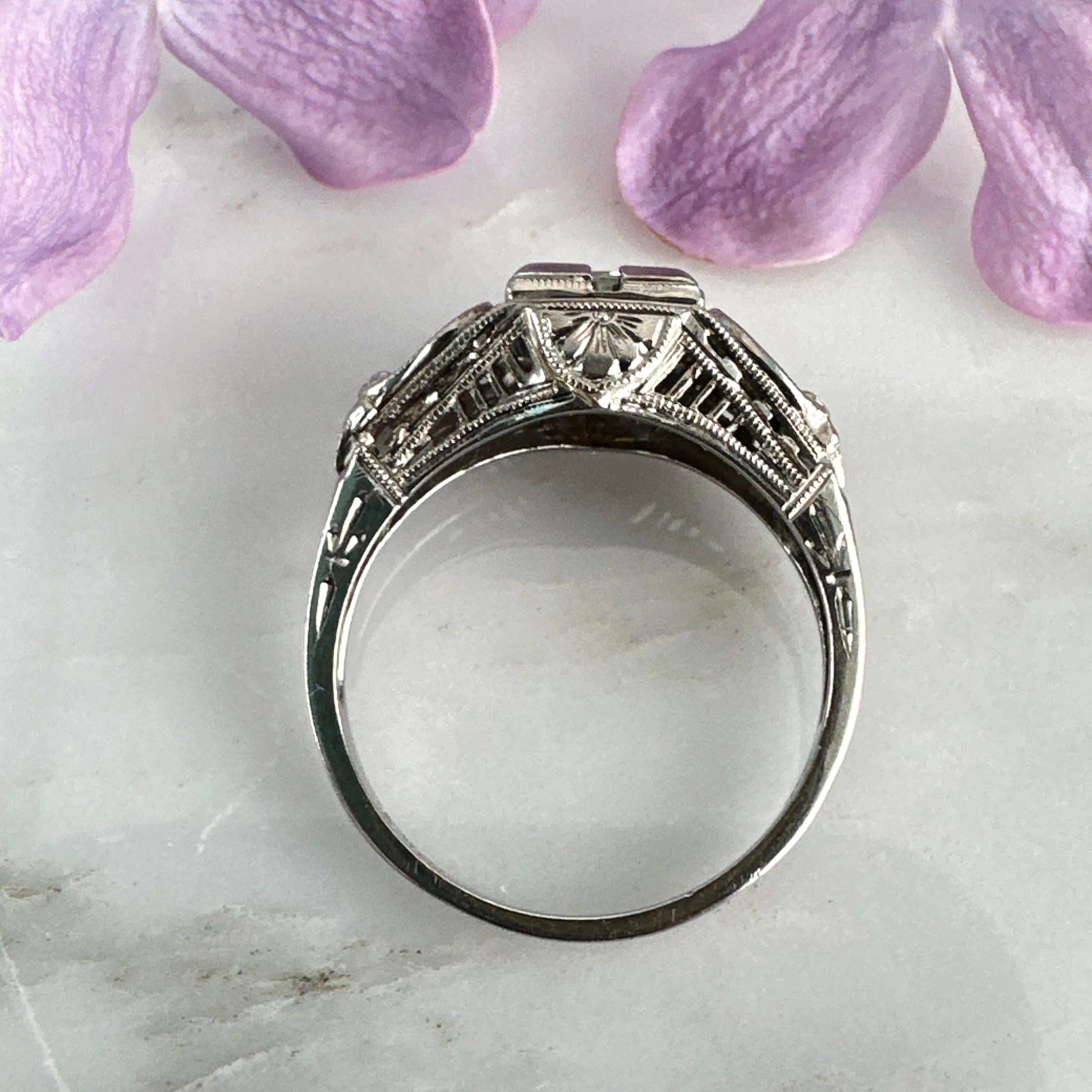 Art Deco .48 Carat Diamond 18k Engagement Ring 7
