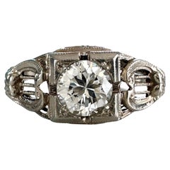 Vintage Art Deco .48 Carat Diamond 18k Engagement Ring