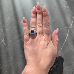 Art Deco 4,90 CTW unbehandelter Ceylon Saphir Diamant Platin Antiker Ring AGL