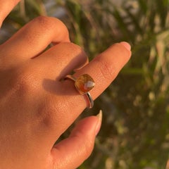 Cushion Cut Citrine Ring in 925 Sterling Silver Contemporary Minimalist Design