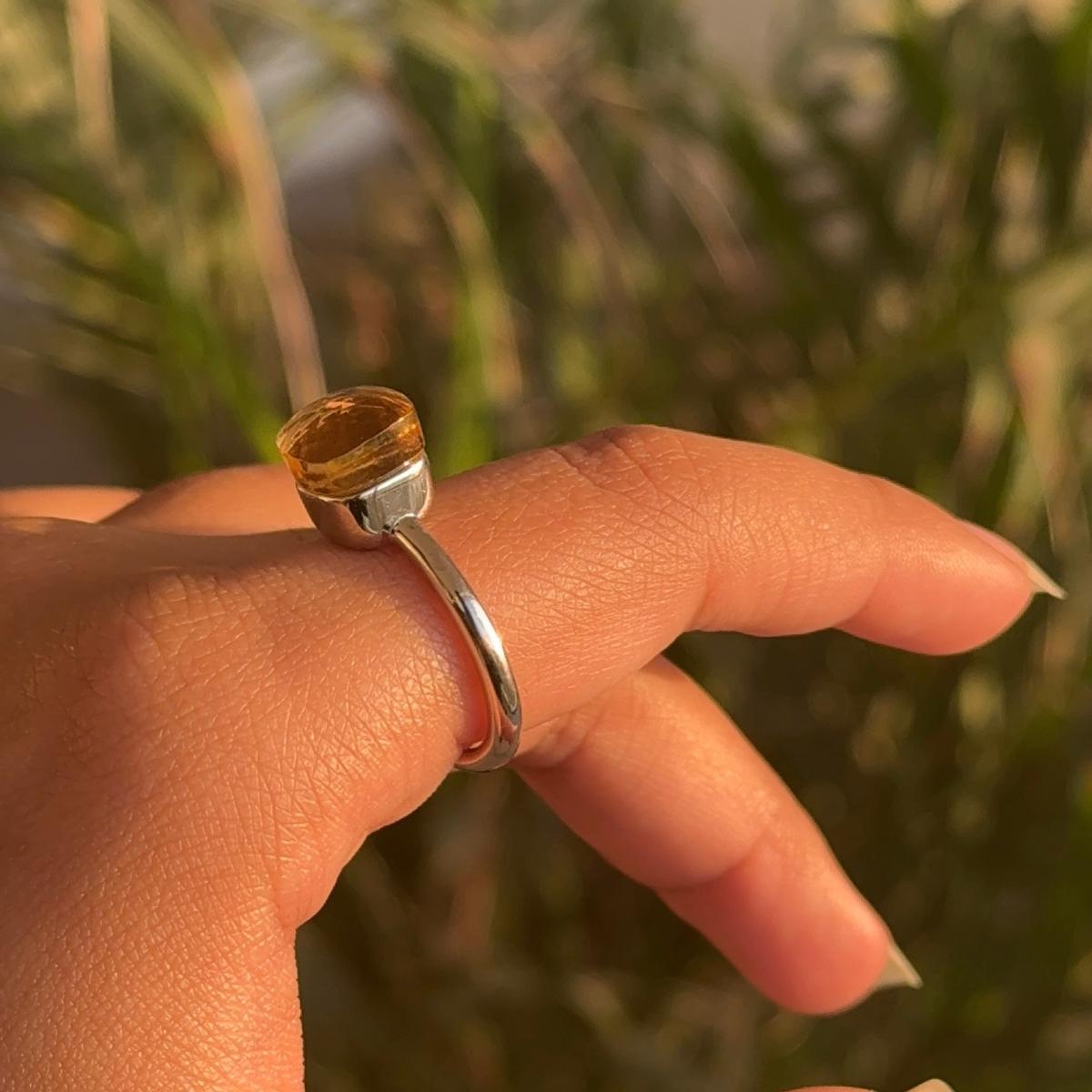 En venta: Art Decó 4,98 cts Citrino Natural Piedra de Nacimiento de Noviembre Anillo de Plata para Regalo de Mamá  4